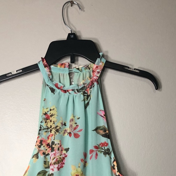 New Teal Cotton Candy Floral Romper - Picture 2 of 3